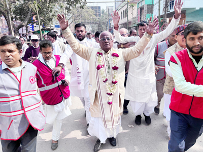 Banamalipur Ramthakur Seva Mandir organized a colorful rally in Agartala on January 10 to mark its golden jubilee foundation day.
